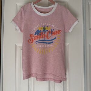 4/$25 100% Cotton Lucky Brand Kids' Santa Cruz Pink Ringer Tee Size S